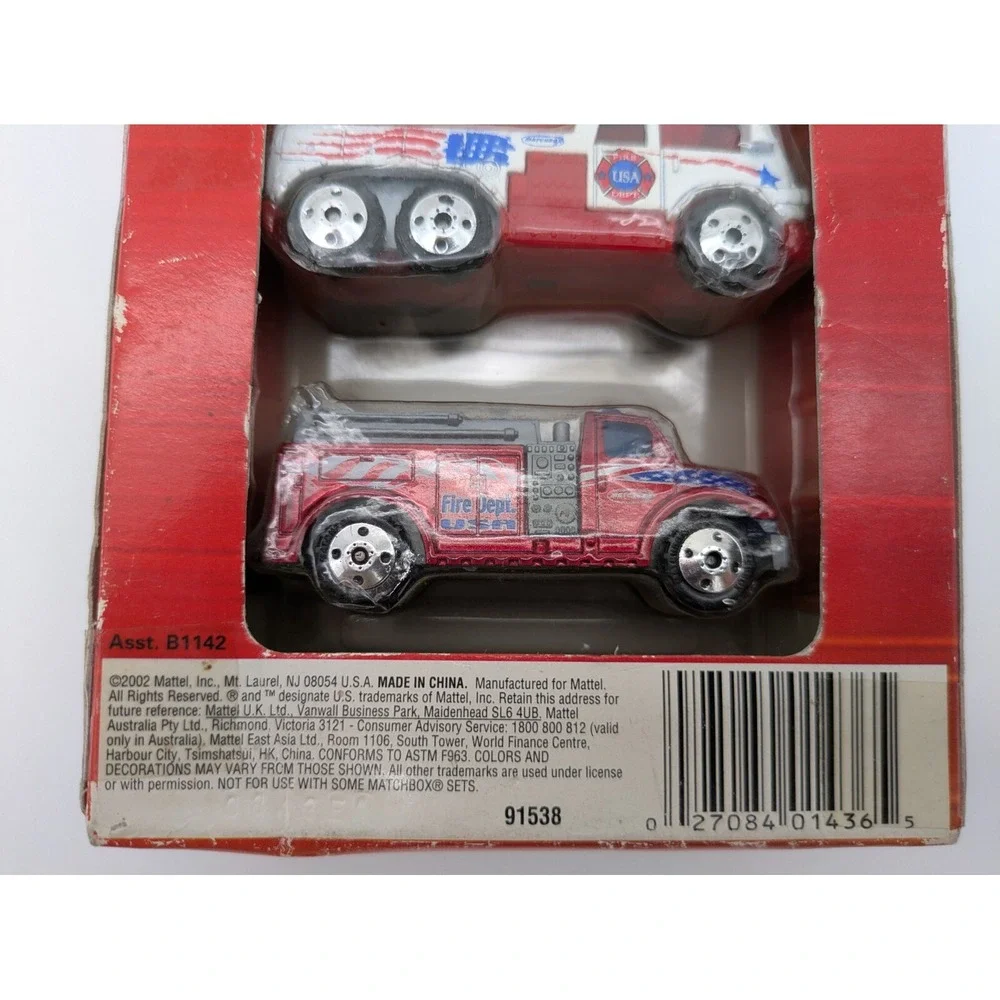VTG Mattel Matchbox Hero City Fire Heroes 3-Pack Diecast Fire Trucks 2002 NIB